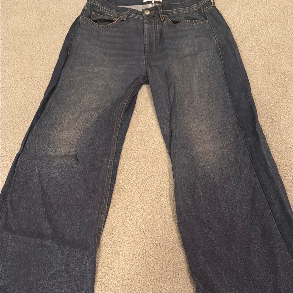 rag & bone Dark Blue Wide-Leg Flare Jeans